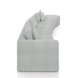 Sofá Curvo Decorativo Kimiko 427cm 5 Lugares Sala de Estar com Chaise Bouclê Cinza G52 - Gran Belo - 6
