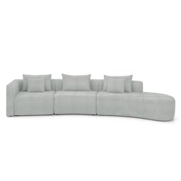Sofá Curvo Decorativo Kimiko 427cm 5 Lugares Sala de Estar com Chaise Bouclê Cinza G52 - Gran Belo - 5