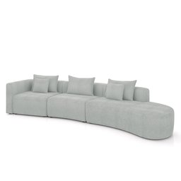 Sofá Curvo Decorativo Kimiko 427cm 5 Lugares Sala de Estar com Chaise Bouclê Cinza G52 - Gran Belo - 2