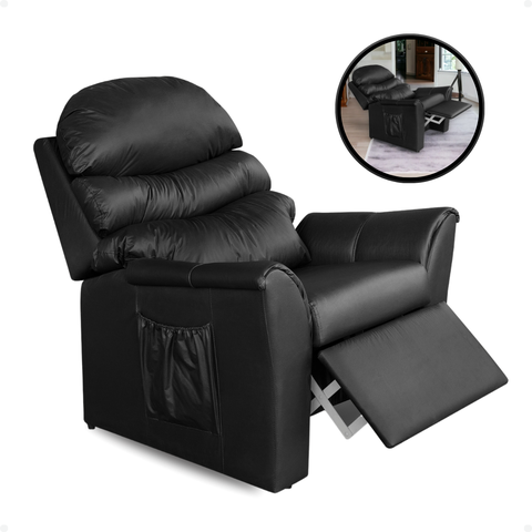 Poltrona do Papai Reclinavel em Corino Sala Conforto Botão (preto)