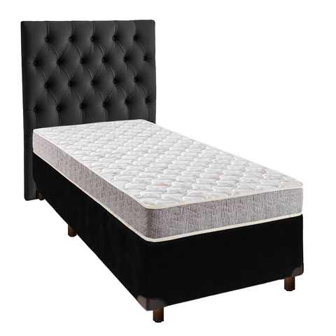 Cama Box + Colchão Solteiro D23 D23 Inducol + Cabeceira Estofada
