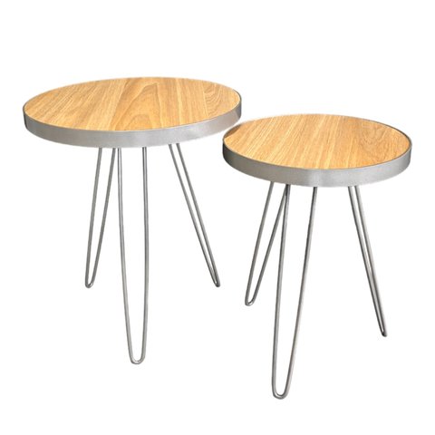 Conjunto Mesa Lateral Siena Freijo BELI HOUSE Prata