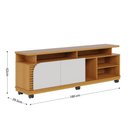 Ver imagem 2 de Rack Bancada Jurerê 1.8 para TV 75" 180cm MDP com Rodízios Off White Colibri