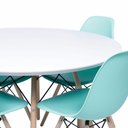 Ver imagem 2 de Conjunto Mesa Eames Branca 110cm e 4 Cadeiras Eames Pp Verde Tiffany