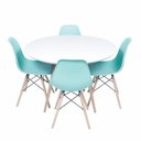 Ver imagem 1 de Conjunto Mesa Eames Branca 110cm e 4 Cadeiras Eames Pp Verde Tiffany
