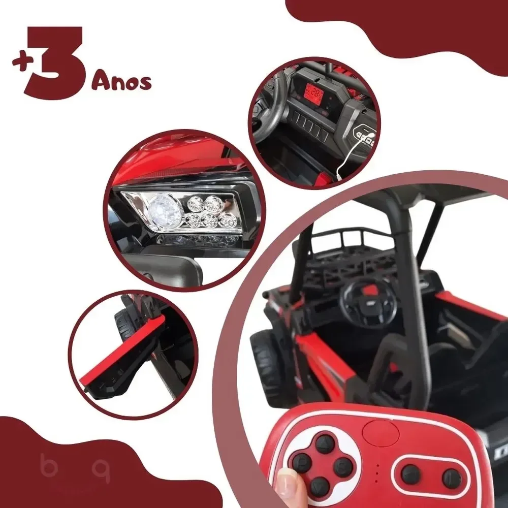 Quadriciclo Eletrico 2 Lugares Utv 12v (bw186) Vermelho - Importway - 2