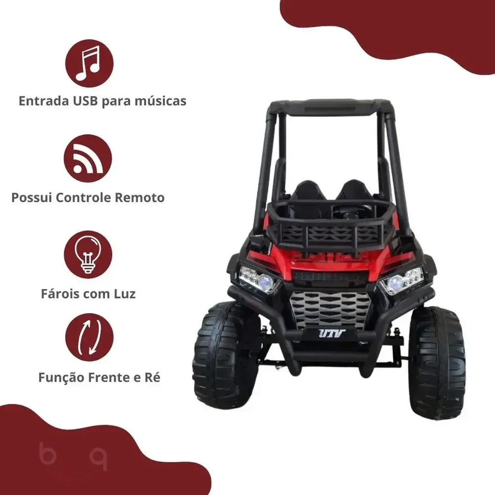 Quadriciclo Eletrico 2 Lugares Utv 12v (bw186) Vermelho - Importway - 3