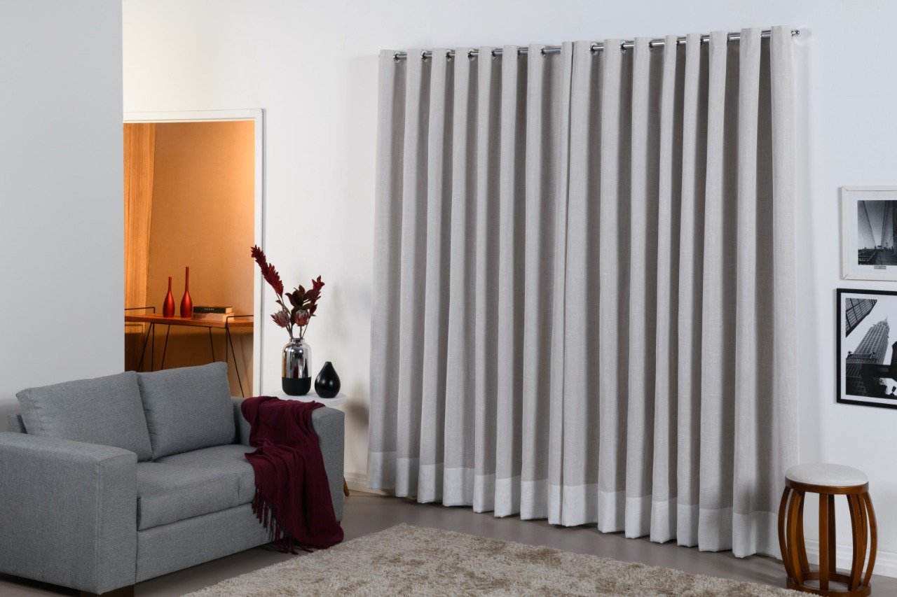 Cortina Gaze de Linho 4,0 m x 2,8m sala e quarto F/Blecaute - 2