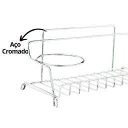 Suporte Porta Detergente, Bucha e Sabão Pia Cozinha Aço Cromado Prime - Aramig - 5