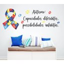 Ver imagem 1 de Adesivo de Parede Frase e Laço do Autismo Quebra Cabeça