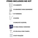 Ver imagem 4 de Gabinete 2 Portas Suspenso Para Banheiro Com Lavatório + Armário + Torneira + Engate + Veda Rosca