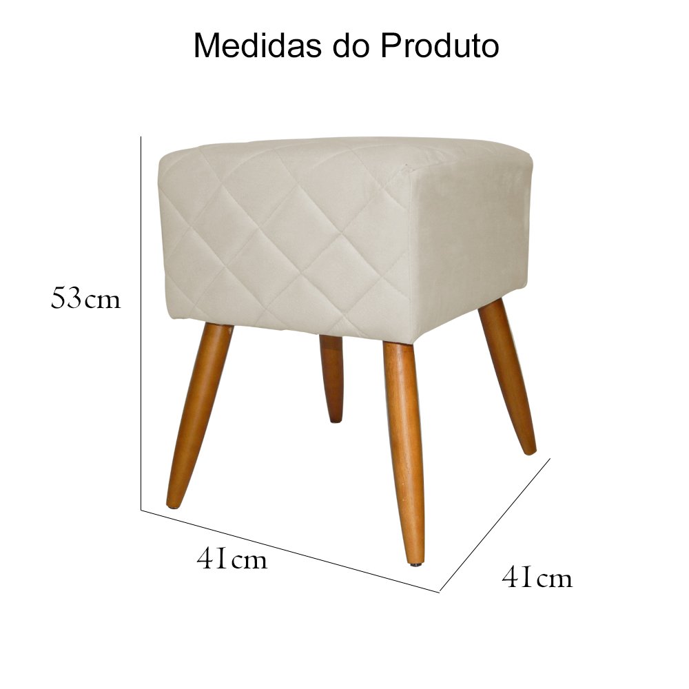 Kit Poltrona Decorativa Marcela Mais Puff Isabela Pés Palito Suede Bege - DS Estofados - 6