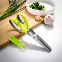Tesoura com 5 Lâminas para Cortar Temperos e Ervas Inox - 5
