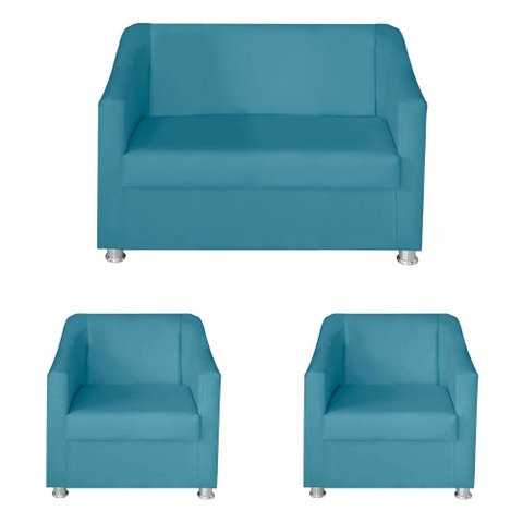 Kit Poltrona Namoradeira 2 Poltronas Decorativa 68 cm Tilla: Turquesa