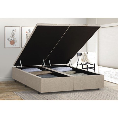 Cama Box Baú Queen Size Bipartido 158x198 Berflex Base Madeira Eucalipto Resistente para Organização