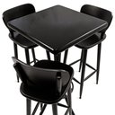 Ver imagem 1 de Cj Mesa Madeira 60x60cm - Bistrô Fixa 98cm + 3 Banquetas 73 - Preta - Liso
