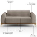 Ver imagem 5 de Sofá 210cm 3 Lugares Base Gold Molino D06 Linho C-370 Bege