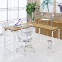 Ver imagem 2 de Mesa em L Office 135x150x75cm Kuadra Lâmina Mel - Est.branca