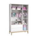 Ver imagem 3 de Jogo de Quarto Infantil Classic Guarda Roupa 3 Portas e Cômoda 6 Gavetas Branco Fosco com Pés Madeir