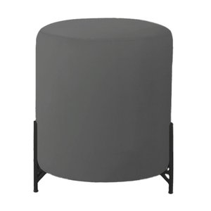 Puff Decorativo Thor Ferro Base Preta Veludo Cinza - Montanaris Decor