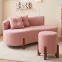 Ver imagem 1 de Conjunto Sofá Curvo Orgânico + 01 Puff Luna Boucle Rosa - Montanaris Decor