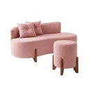 Ver imagem 2 de Conjunto Sofá Curvo Orgânico + 01 Puff Luna Boucle Rosa - Montanaris Decor