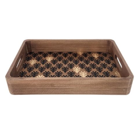 Bandeja Decorativa de Madeira 40x30x6 Cm - Tuut