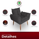 Ver imagem 7 de Kit Poltrona Decorativa e Puff Paola Pes Palito Suede Cinza