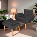 Ver imagem 2 de Kit Poltrona Decorativa e Puff Paola Pes Palito Suede Cinza