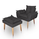 Ver imagem 1 de Kit Poltrona Decorativa e Puff Paola Pes Palito Suede Cinza