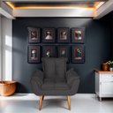 Ver imagem 5 de Kit Poltrona Decorativa e Puff Paola Pes Palito Suede Cinza