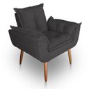 Ver imagem 4 de Kit Poltrona Decorativa e Puff Paola Pes Palito Suede Cinza