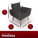 Ver imagem 6 de Kit Poltrona Decorativa e Puff Paola Pes Palito Suede Cinza