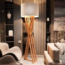 Ver imagem 1 de Abajur de Chão Star com Pés de Madeira Maciça - Offwhite