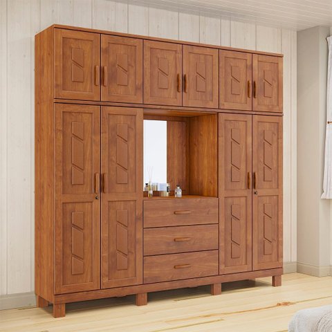 Guarda Roupa Capelão 10 Portas 3 Gavetas Linha Cobre 1278c Castanho Finestra