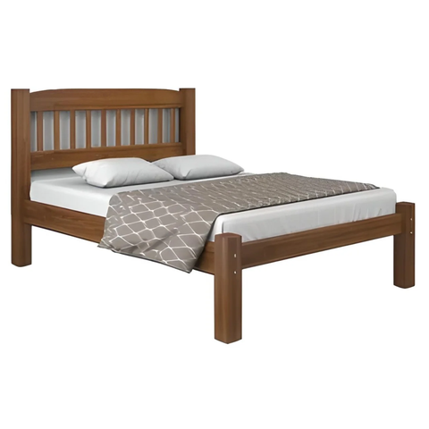 Cama Casal Madeira Maciça Itália - Castanho