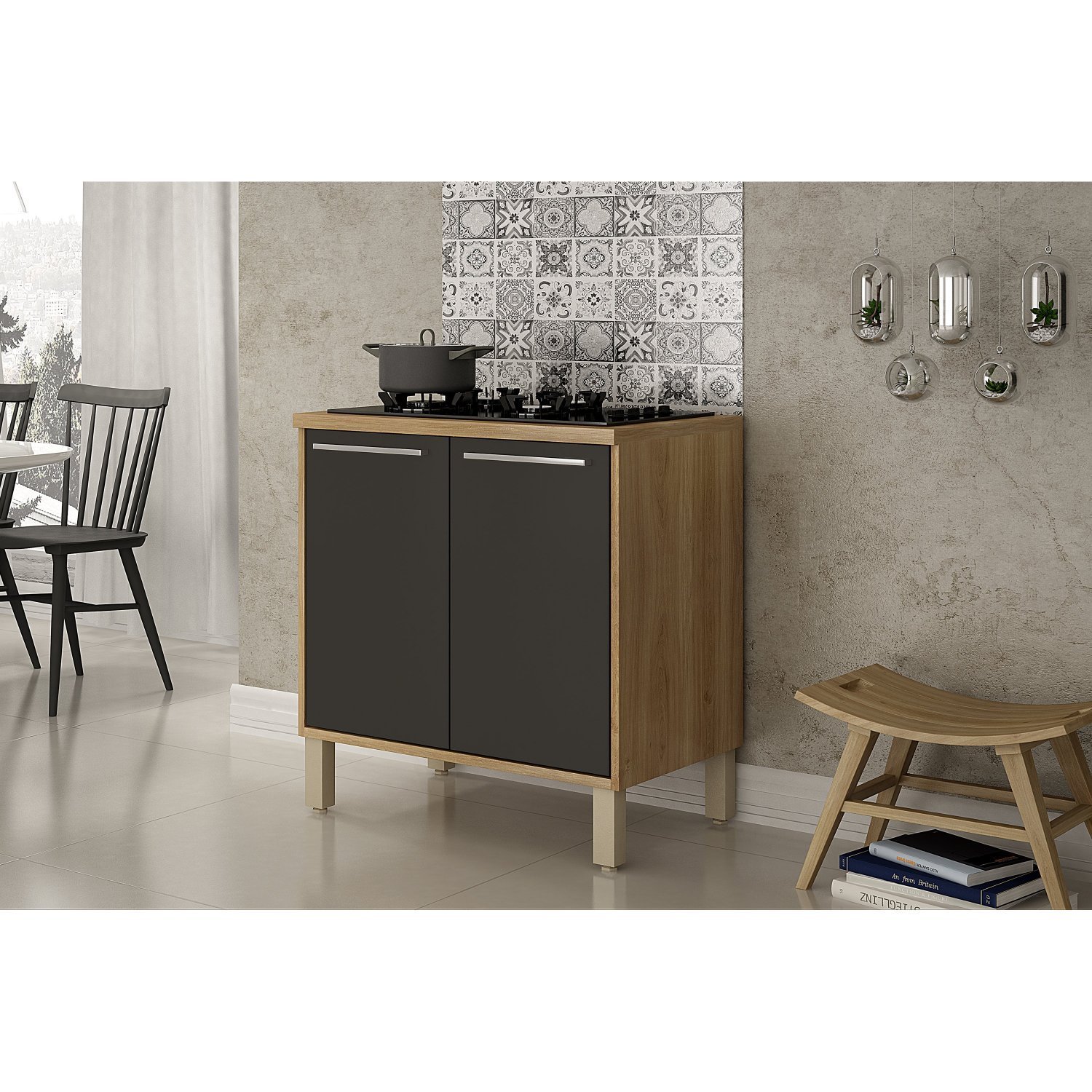 Balcão para Cooktop 5 Bocas 2 Portas Montreal Sallêto Móveis