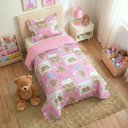 Ver imagem 2 de Kit Colcha Patchwork Infantil Menina 180x220 Solteiro - Ursinhos