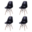 Ver imagem 6 de Mesa Industrial Base Ferro Preto em V Tampo 137x90 Preto 4 Cadeiras Eames Madeira Assento Preto
