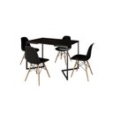 Ver imagem 2 de Mesa Industrial Base Ferro Preto em V Tampo 137x90 Preto 4 Cadeiras Eames Madeira Assento Preto