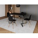 Ver imagem 1 de Mesa Industrial Base Ferro Preto em V Tampo 137x90 Preto 4 Cadeiras Eames Madeira Assento Preto