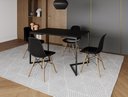 Ver imagem 1 de Mesa Industrial Base Ferro Preto em V Tampo 137x90 Preto 4 Cadeiras Eames Madeira Assento Preto
