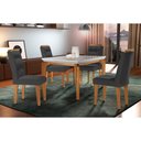 Ver imagem 1 de Conjunto: Mesa Sala Jantar Londrina C/ Tampo Madeirado C/ Vidro Canto Curvo 120x80cm e 4 Cadeiras