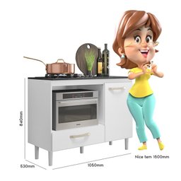 Balcão para Cooktop 1 Porta 1 Gaveta Fit  - 4
