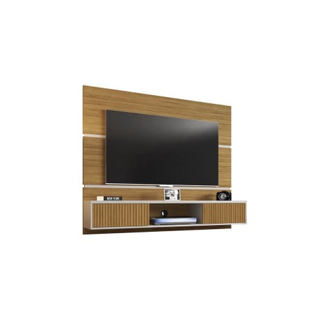 Painel Para TV Âmbar Cinamomo Off White Ripado - Bechara Móveis