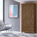 Ver imagem 2 de Guarda Roupa Solteiro Quarto Pequeno 3 Portas 2 Gavetas Lima Castanho