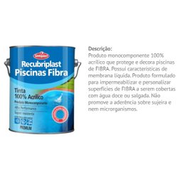 Tinta Piscina Fibra Base Solvente 3,6Lt cor Azul - 3