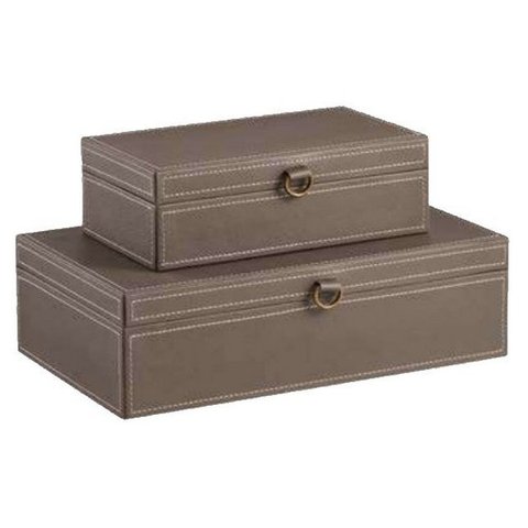 Kit com 2 Caixas Decorativas em Poliuretano e MDF Bege MART 13722