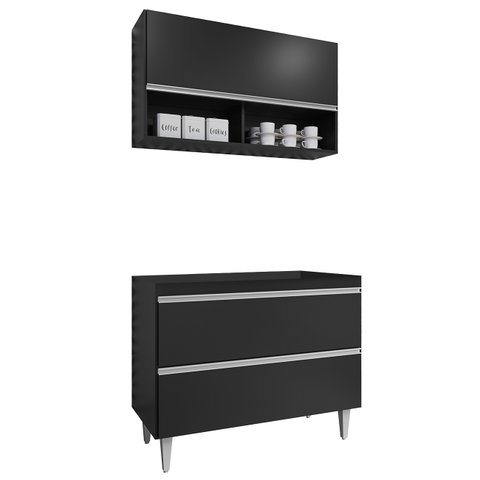 Armário de Cozinha com Nichos Cp01 para Pia 100cm M24 Preto - Mpozenato