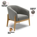 Ver imagem 6 de Kit 02 Poltronas Stella Suede Grafite Base Madeira Castanho - D’Rossi
